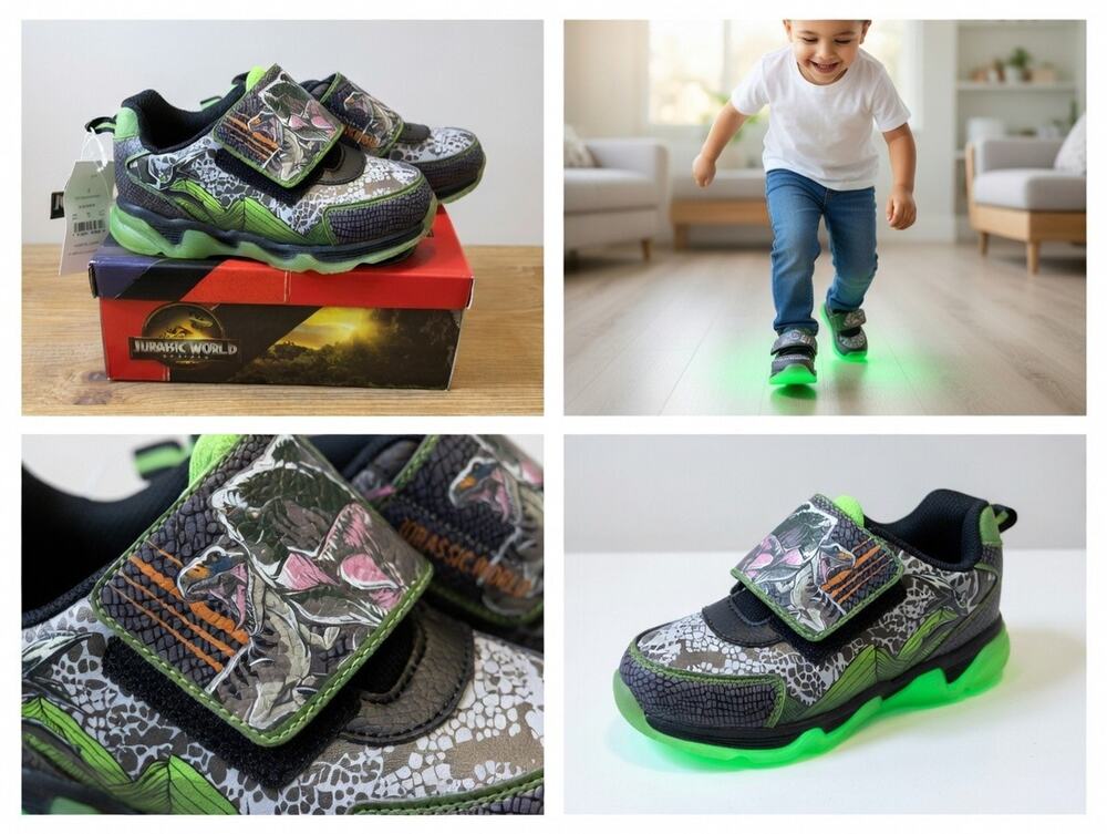 Jurassic World Light-Up Dinosaur Sneakers – Size 1 – New in Box